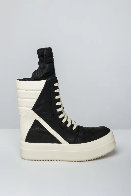 Affordable Jeans for Budget -Rick Owens Mega Geobaskets in Black and Milk