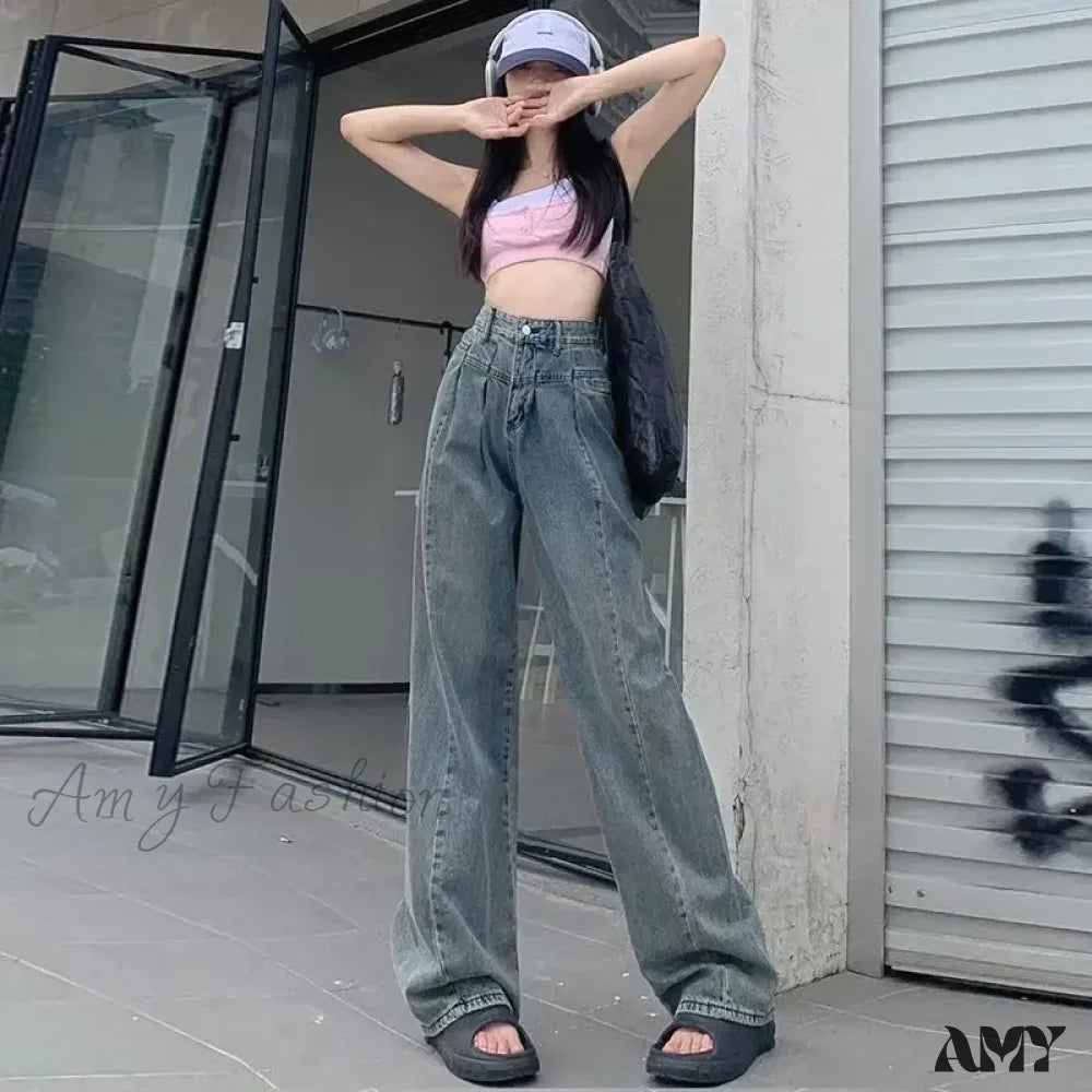 Dance Jeans for Movement -Amy Fashion - Fashionable Minimalist Lazy Wide Legged Harajuku Trendy Natural Waist Jean