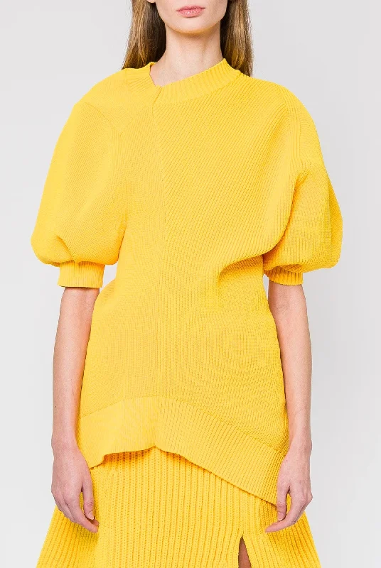 Fringed Jeans for Western -Sacai Knit Pullover in Yellow