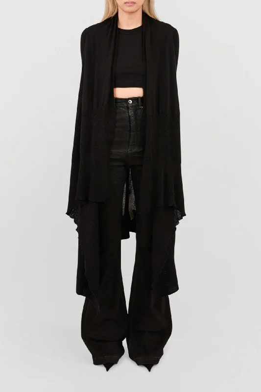 Organic Jeans for Natural -Rick Owens Long Wrap Cardigan in Black