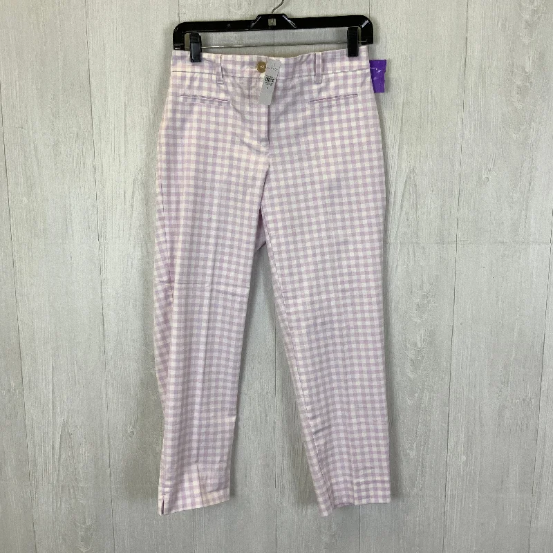 Stretch twill pants for flexible office comfort -Pants Dress By Ann Taylor In Purple & White, Size: 0