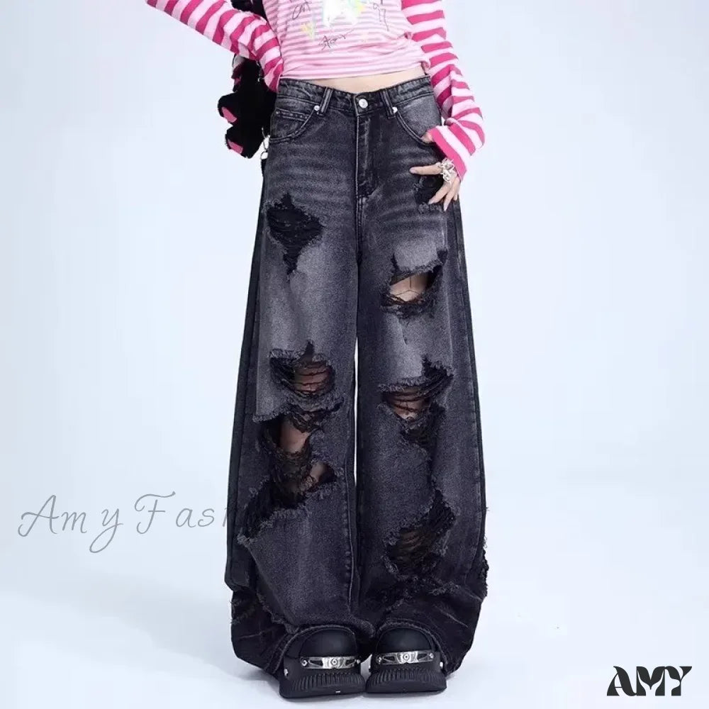 Denim Jeans for Durability -Amy Fashion - High-end Floor Length Trendy Brand Fashion Jean