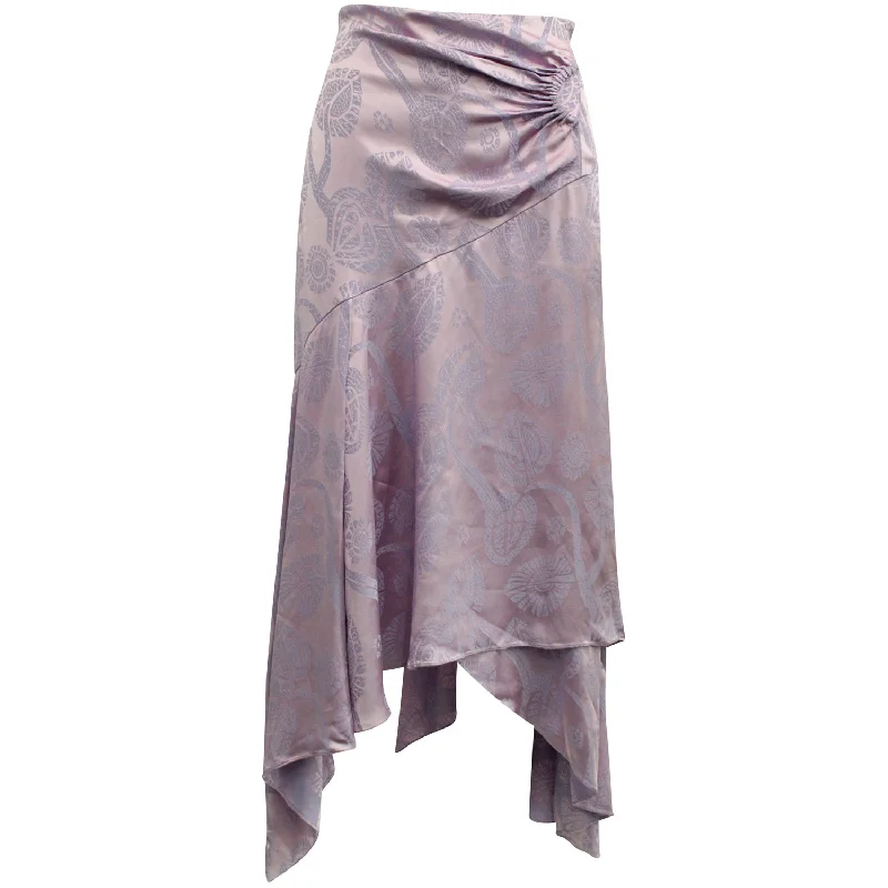 Long Skirts for Office Wear -Peter Pilotto Jacquard Midi Skirt in Purple Satin