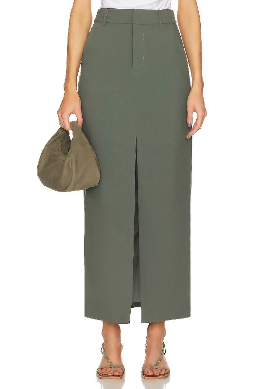 Midi Long Skirts for Versatility -Tess Skirt In Olive