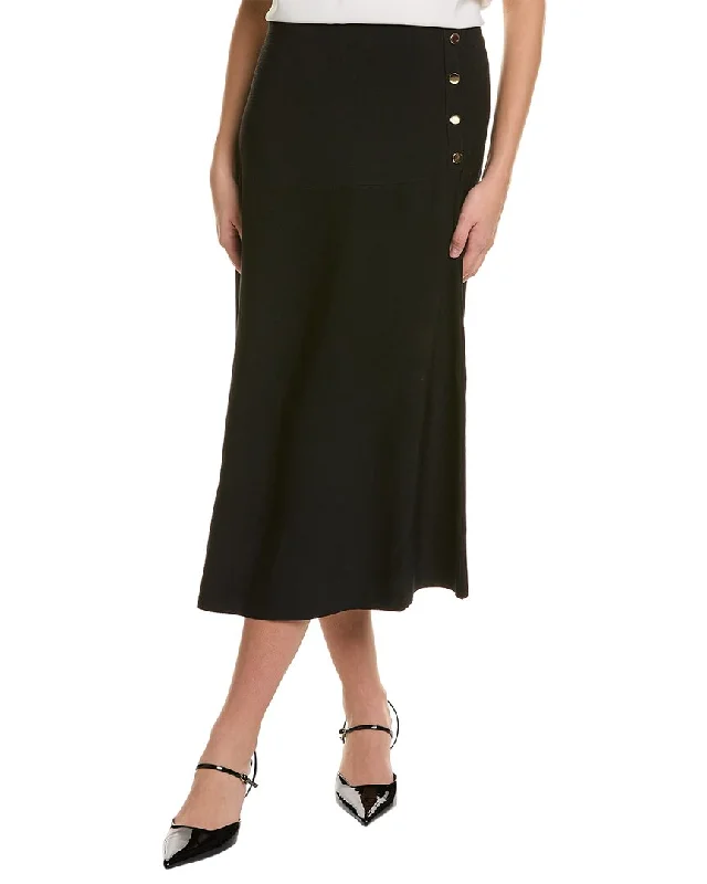 Layered Long Skirts for Volume -YAL New York Button Detail Skirt