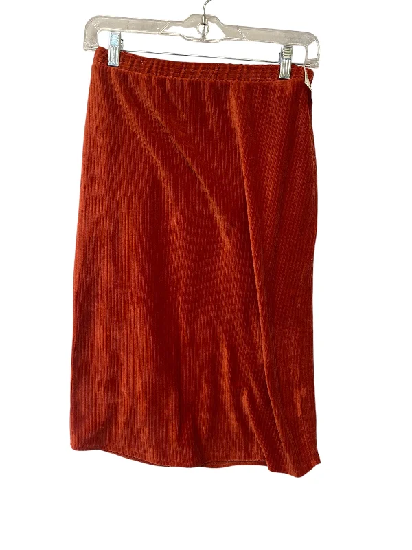 Casual cotton skirts for laid-back days -Skirt Midi By Sweet Claire In Orange, Size: M