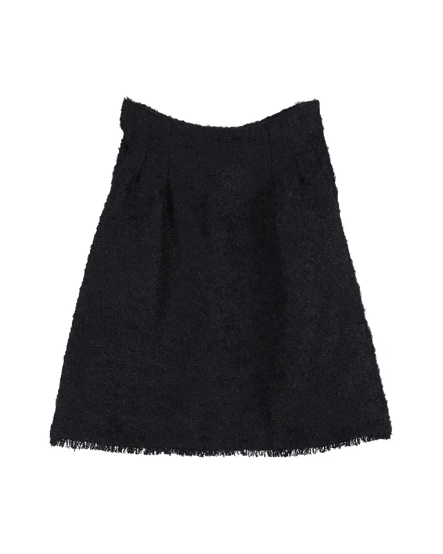 Linen Long Skirts for Breathable -Christian Dior A-Line Skirt in Black Wool