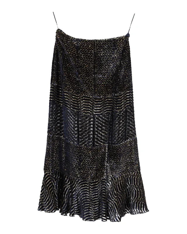 Nylon Long Skirts for Stretch -Altuzarra Printed Midi Skirt in Metallic Viscose