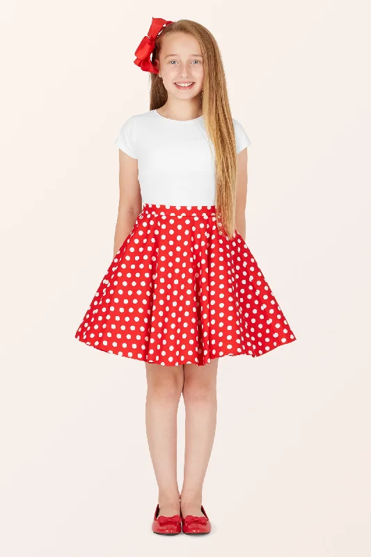 Flowy skirts for effortless beach cover-ups -Kids Polka Dot Swing Skirt - Red