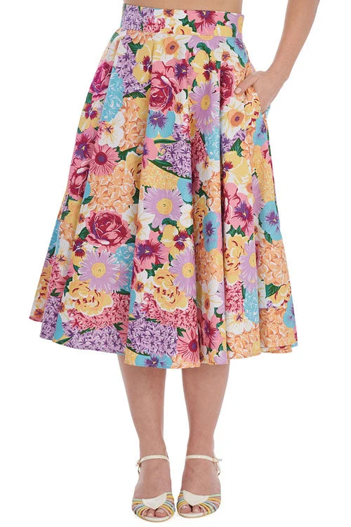 Flowy skirts for relaxed vacation wear -Banned Floral Zing Swing Skirt Rainbow Colours