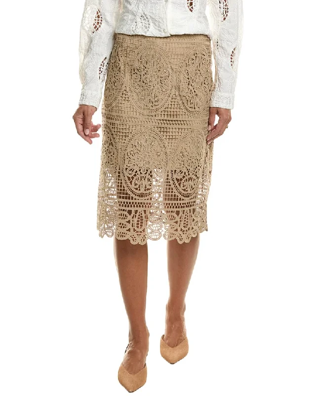 Long Skirts for Formal Occasions -Elie Tahari Lace Silk-Trim Skirt