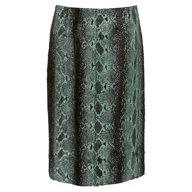 Bermuda Short Skirts for Casual -Dries Van Noten Painted Snake Print Furry Midi Skirt