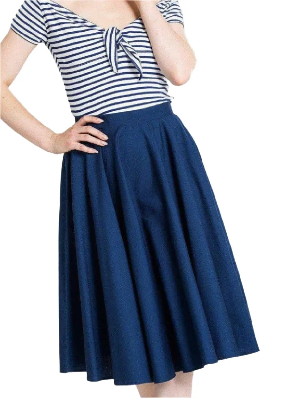 Affordable denim skirts for everyday cool -HELL BUNNY PAULA NAVY BLUE CIRCLE SKIRT