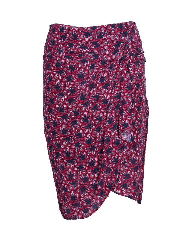 Geometric Long Skirts for Modern -Isabel Marant Wrap-Effect Skirt in Red Silk