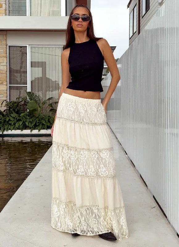 High-waisted Long Skirts for Shape -Loretta Maxi Skirt - Ivory