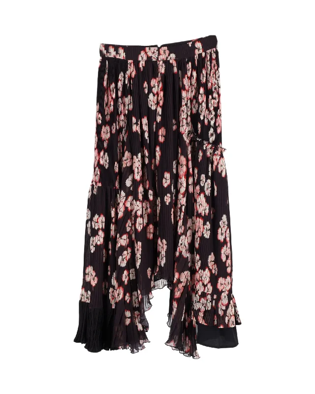 Cotton Short Skirts for Comfort -Isabel Marant Wilney Pleated Skirt In Floral-Print  Polyester