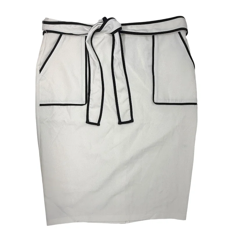 Durable denim skirts for rugged daily wear -Piped Tie-Waist Pencil Skirt By New York And Co In White, Size: Xl