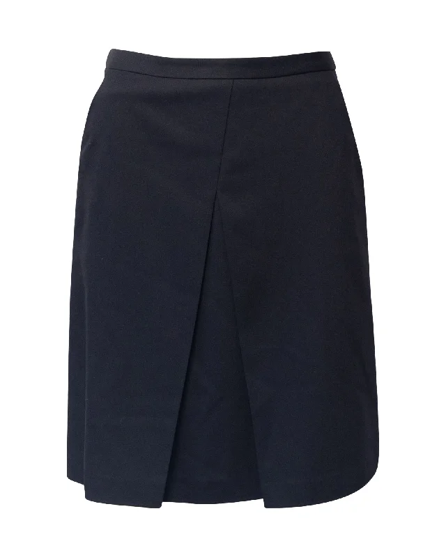 Long Skirts for Art Exhibitions -Jil Sander A-line Skirt in Navy Blue Wool