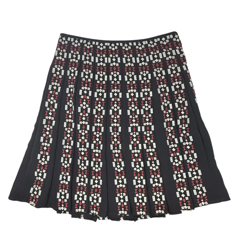 Luxury satin skirts for evening event elegance -Embroidered Pleated Midi Skirt By Ann Taylor In Geometric Pattern, Size: 6