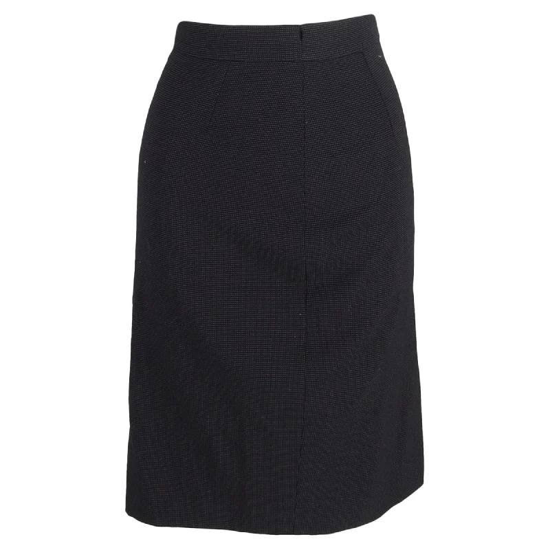 Linen Short Skirts for Breathable -Escada A-Line Below-The-Knee Skirt in Black Wool