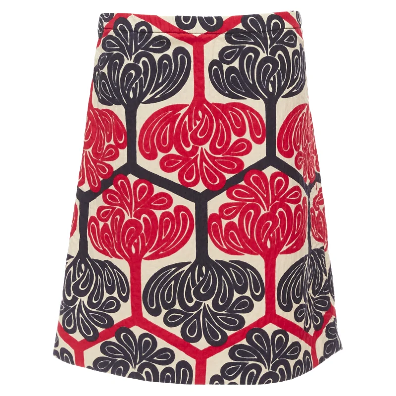 A-line Short Skirts for Flattering -Marni Ethnic Print Cotton Aline Knee Skirt