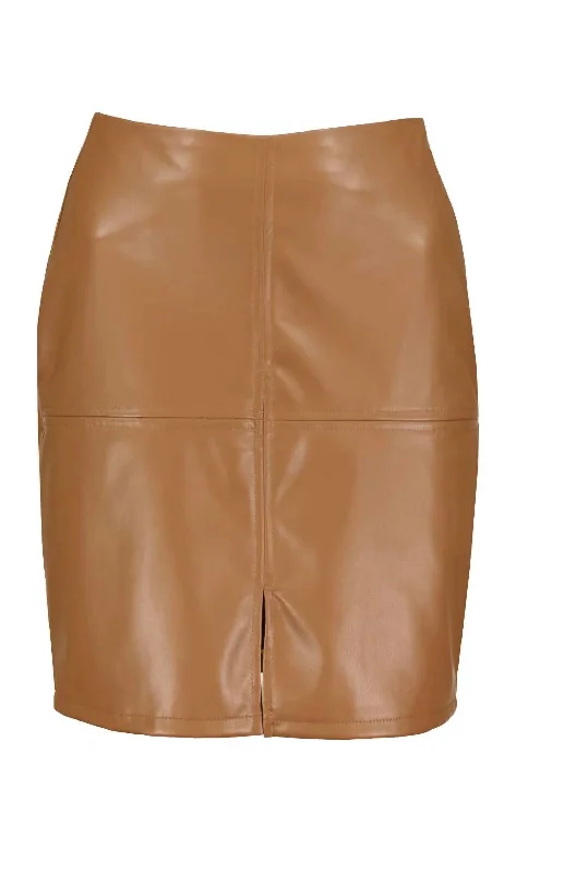 Low-waisted Long Skirts for Relaxed -Vegan Leather Skirt In Latte