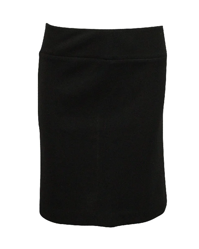 Silk Long Skirts for Luxurious -Joseph Midi Skirt with Gold Trim in Black Wool