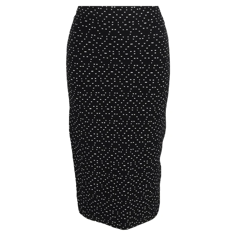 Leather Short Skirts for Edgy -Emporio Armani Dot Printed Knee Length Pencil Skirt in Black Viscose