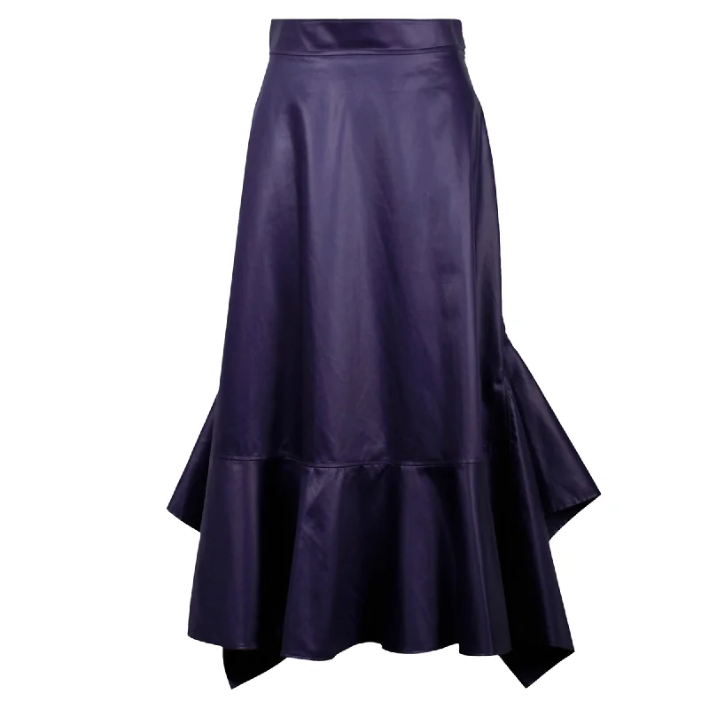 Purple Long Skirts for Royalty -Hermes Mermaid Midi Skirt in Indigo Cotton