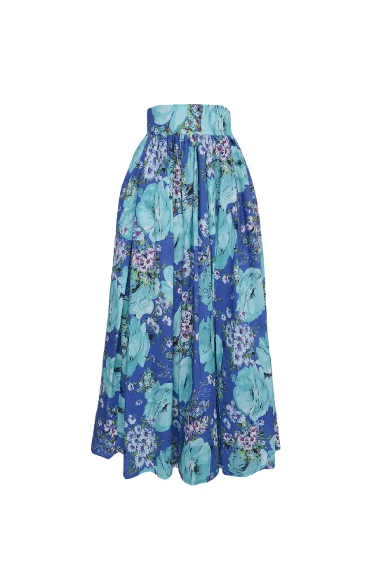 Blue Long Skirts for Classic -Women's Vanessa Skirt In Sky Of Roses