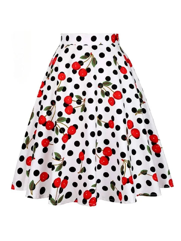 Patterned skirts for artistic standout appeal -White Cherries Flared Skirt