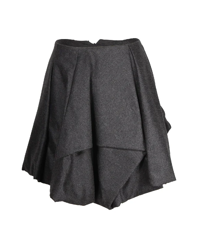 Low-waisted Long Skirts for Relaxed -Alexander McQueen Draped Mini Skirt in Gray Wool