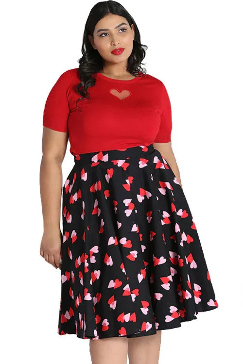 Stretchy skirts for all-body inclusivity -Hell Bunny Confetti Circle Skirt with Heart Design