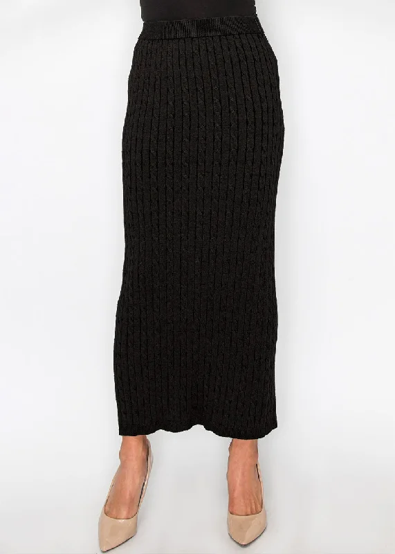 A-line Short Skirts for Flattering -Elegant Black Cable Knit Skirt