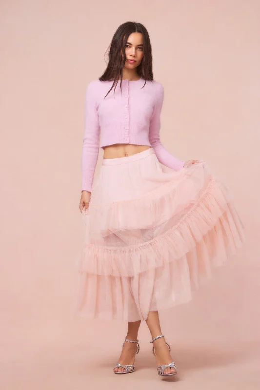 Geometric Long Skirts for Modern -Parriott Tulle Maxi Skirt