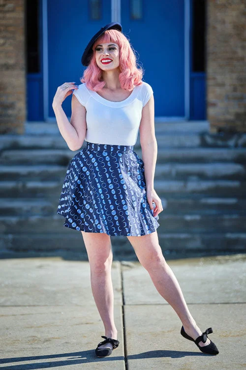 High-waisted denim skirts for cool lift -Retrolicious Skater Skirt in "Let's Phase It" print