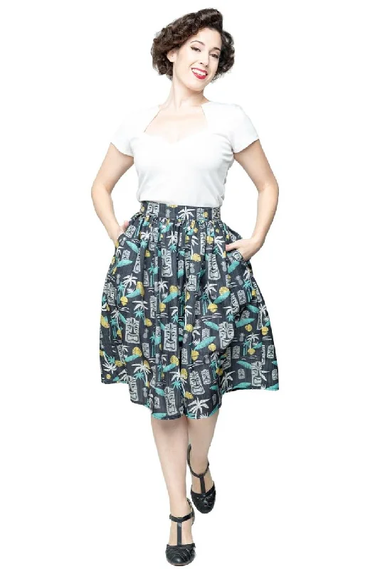 High-waisted skirts with button front detail -Tiki in Paradise skirt