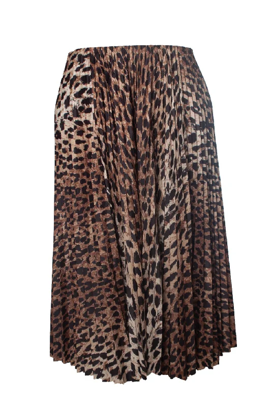 Maximalist Long Skirts for Bling -leopard print silk pleated midi skirt