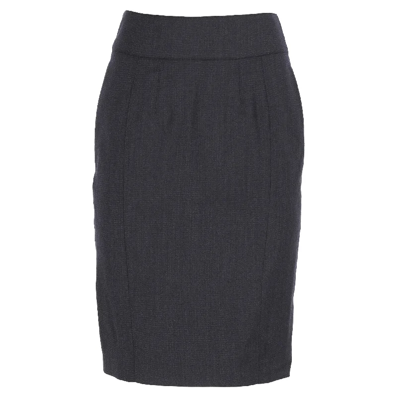 Nylon Short Skirts for Stretch -Burberry London Pencil Mini Skirt in Grey Wool