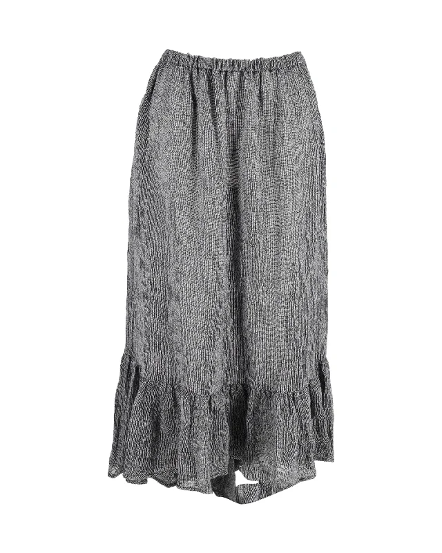 Long Skirts for Travel Adventures -Lisa Marie Fernandez Asymmetric Midi Skirt in Grey Linen