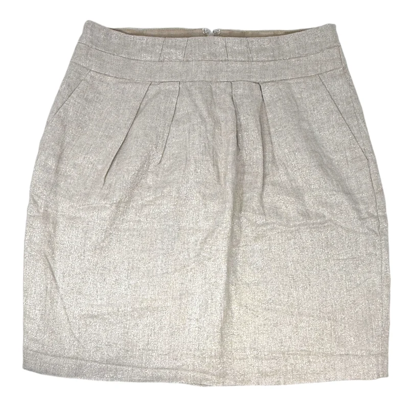 Flowy chiffon skirts for romantic summer days -Metallic Pleated Linen Mini Skirt By Talbots In Cream & Gold, Size: 4petite