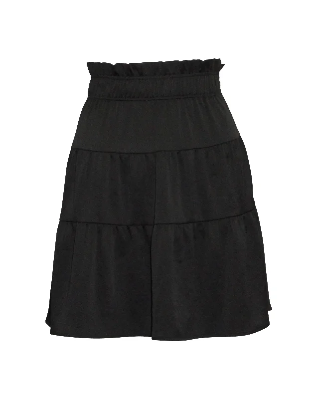 Polyester Short Skirts for Durable -Ba&sh Ruffy Tiered Skirt in Black Polyester