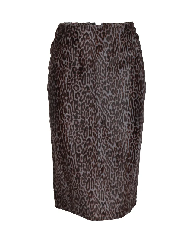 Leather Short Skirts for Edgy -Alaia Printed Pencil Skirt in Animal Print Calf Hair