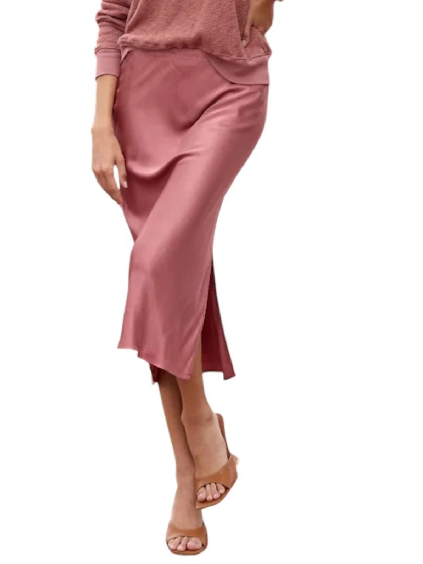 Indian Long Skirts with Intricacy -Dorit Silky Slip Skirt In Rose Gold