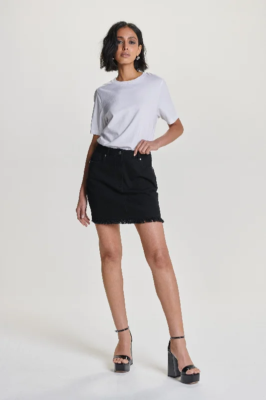 Pleated skirts with delicate pastel tones -Marfa Denim Mini Skirt