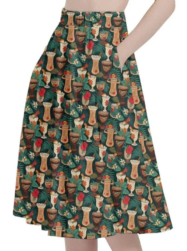 Casual cotton skirts for laid-back days -Retro Tiki Luau Full Circle Skirt