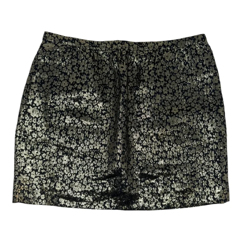 Designer mini skirts for high-end appeal -Metallic Floral Skirt Mini & Short By J. Crew In Black & Gold, Size: 0