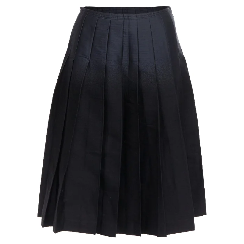 Long Skirts for Resort Wear -Prada Gradient Fused Silk Wool Box Pleat Waist Midi Skirt