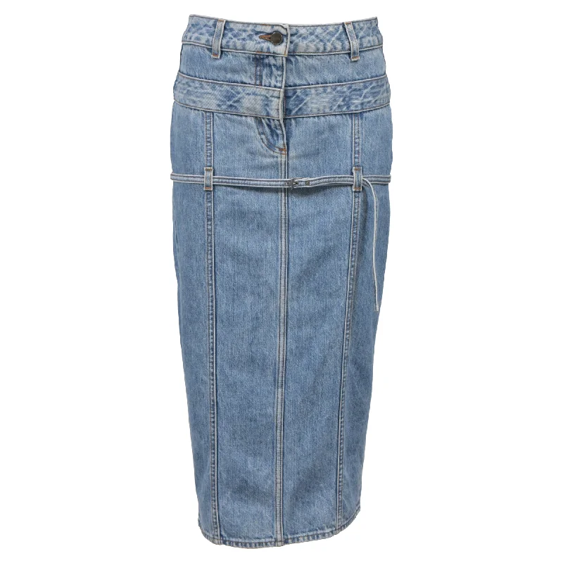 African Long Skirts with Culture -Jacquemus Pencil Skirt in Blue Cotton Denim