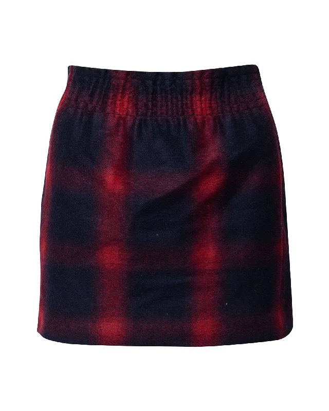 Straight Short Skirts for Simple -Maje Plaid Mini Skirt in Multicolor Wool